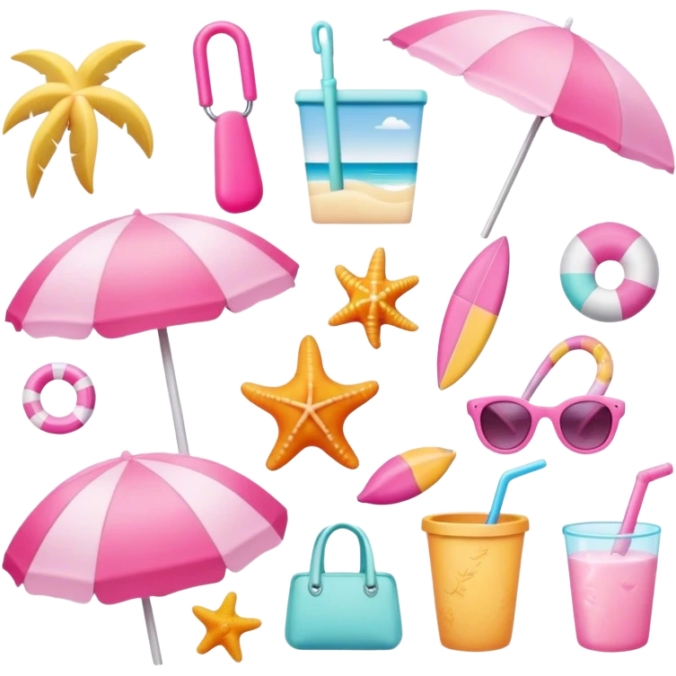Pink,items,beached themed emoji