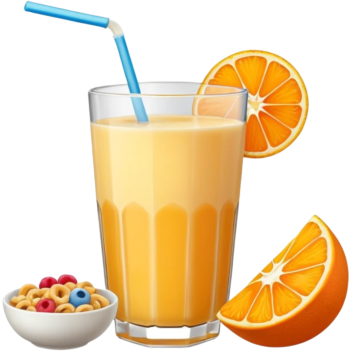 A glass of juice and a bowl with cereals emoji