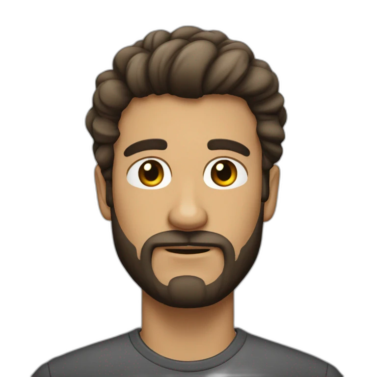 hombre con barba blanca y pelo corto moreno emoji