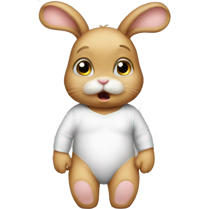 Anxious baby rabbit in bodysuit emoji