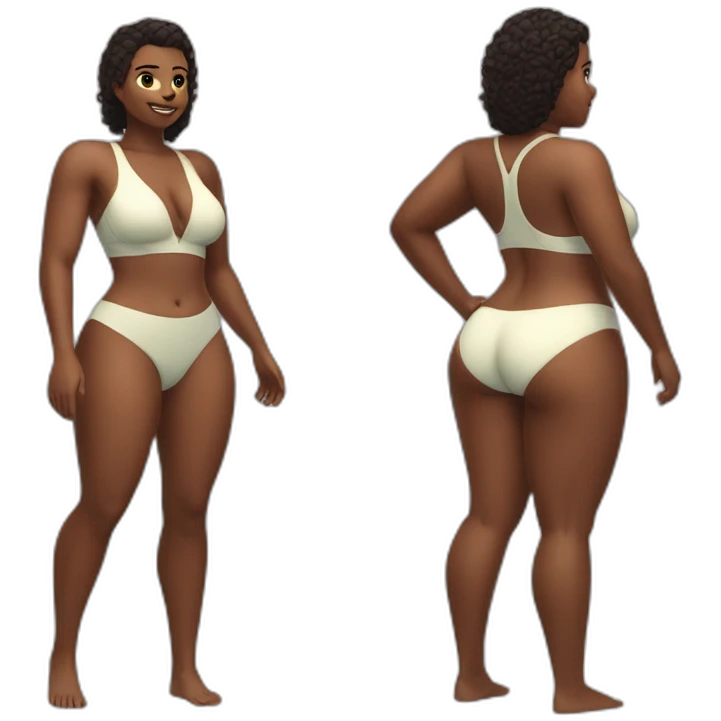 Slim-Thicc woman swimsuit posing (athletic build, perfect body, hourglass figure) emoji