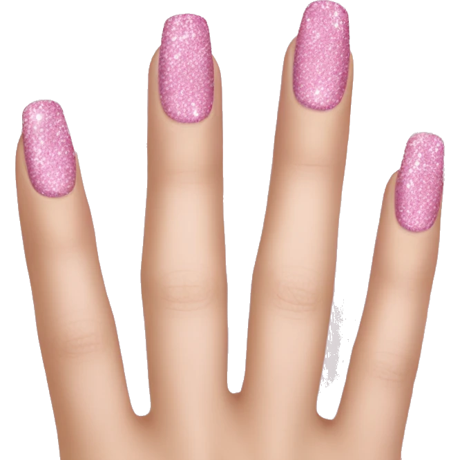 Glitter pink nails  emoji