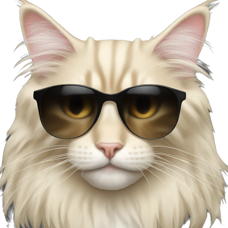 cream colored maine coon with black sunglasses emoji