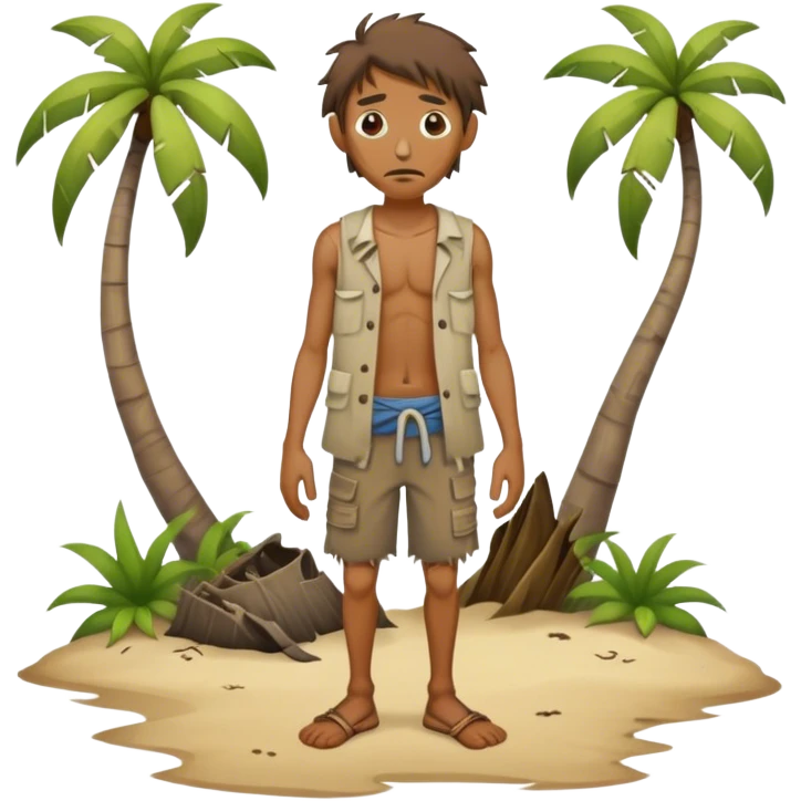 A starving man on a deserted island emoji