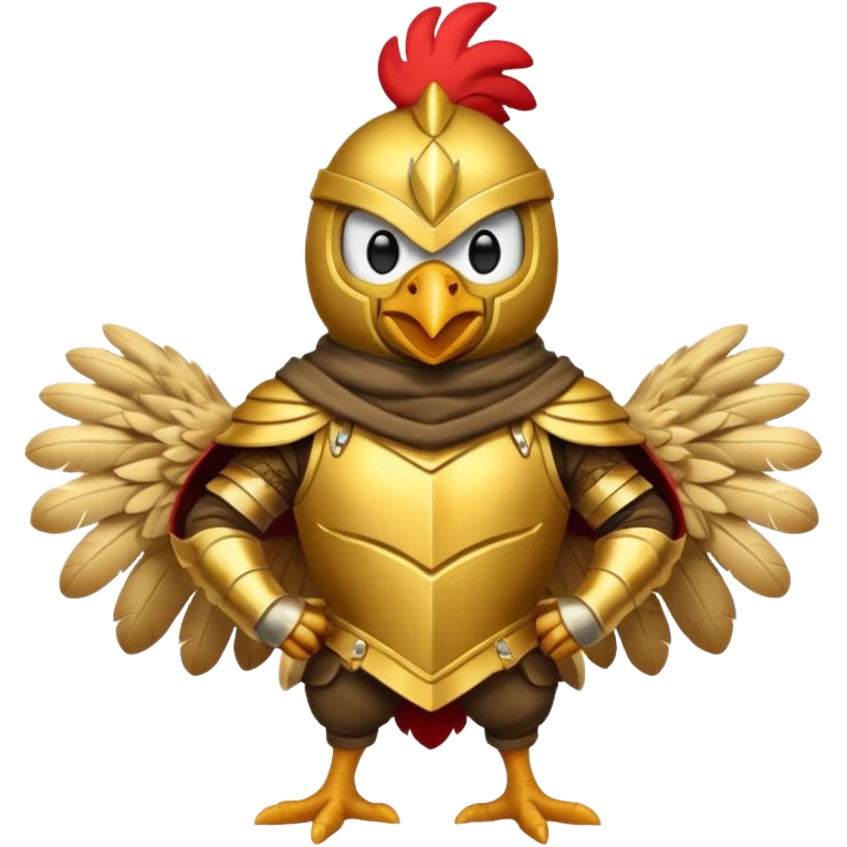 chicken warrior with hood, gold emoji