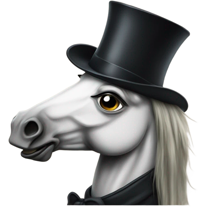 Horse wearing a top hat with a booger emoji