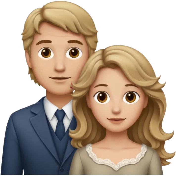 Married couple male dirty blonde hair and female brown wavy hair emoji