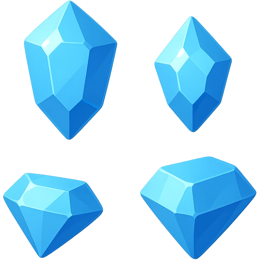 Des coins bleus 3D dans un style gamifié emoji