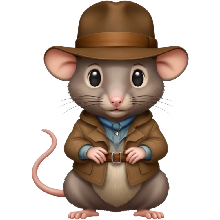 Life like rat wearing Indiana jones hat emoji