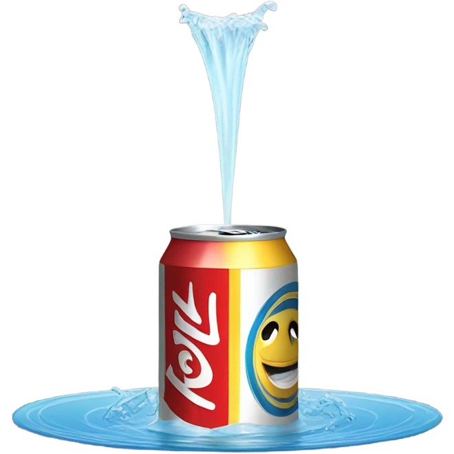 Beer can with a hole in the middle spraying like a fountain  emoji
