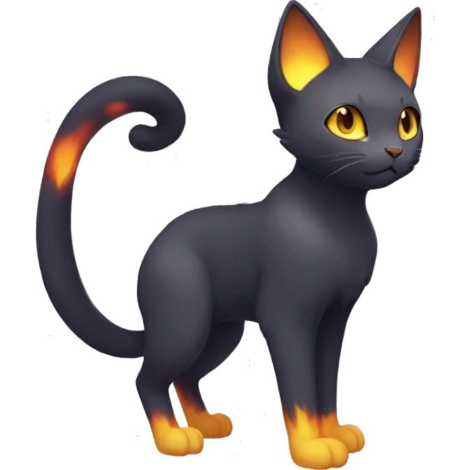 Shiny Dark-type-Fire-type-Fakémon-Cat full body emoji