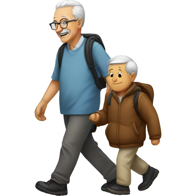 Granddad walking with a pinquu emoji