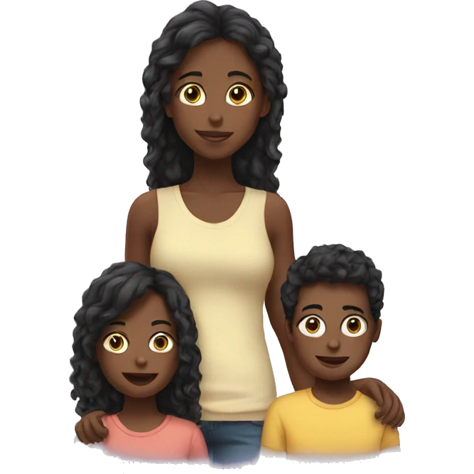 black girl long hair with two sons emoji