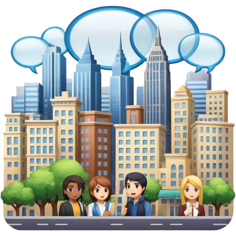 An icon representing a visual novel, inspired by games like 'One Day in London.' The design features a detailed cityscape with characters in dynamic poses, as if caught in a pivotal story moment. Speech bubbles and narrative text appear. Transparent background emoji