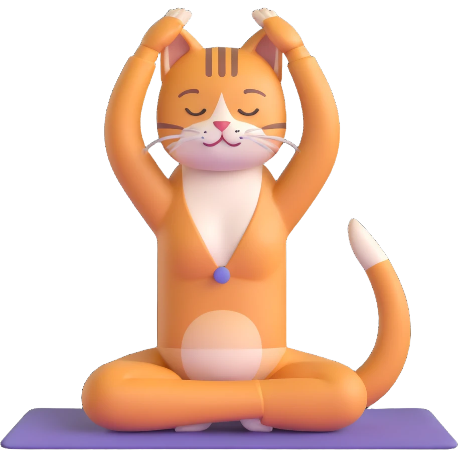 cat doing yoga camel pose with arched back emoji