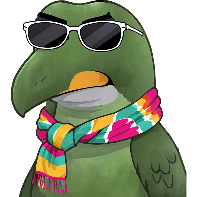 Tie dye toucan with sunglasses emoji