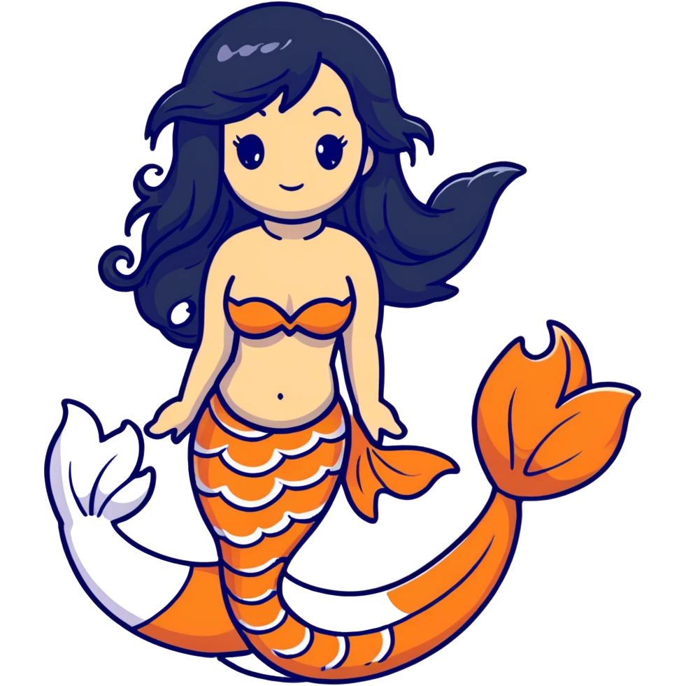 koi mermaid with tanned skin and long black hair emoji