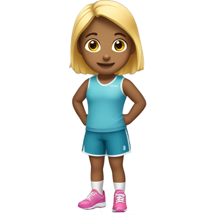 niña pequeña con ropa de deporte emoji