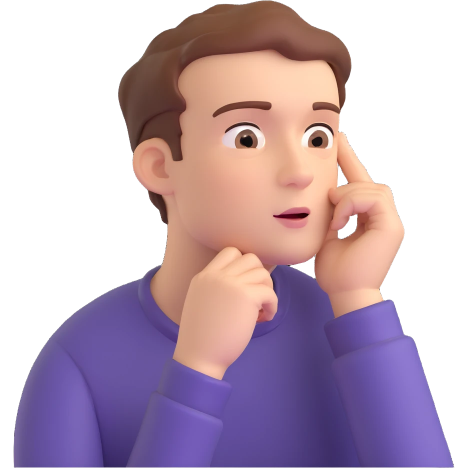thinking face, looking up, hand on chin emoji