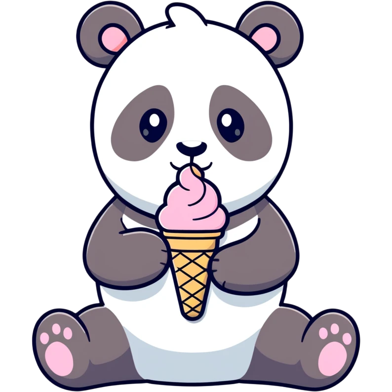 Panda eating ice cream emoji