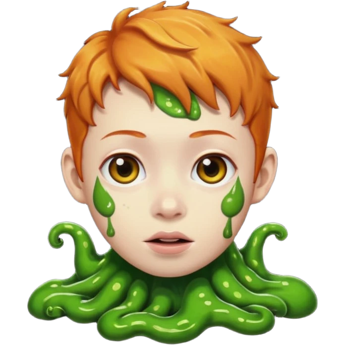 A dark slimed ginger with Asian eyes emoji