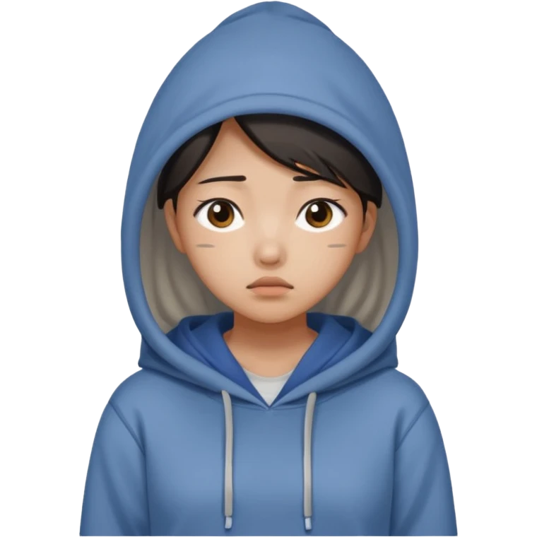 South Korean female college student with a worried face (melange hoodie) emoji