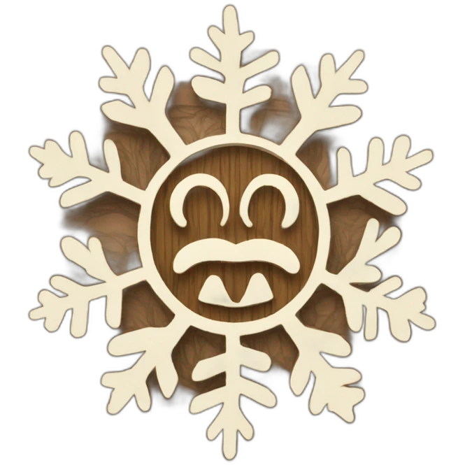 Wood sign with inscription «December” and snowflake and christmas willow  emoji