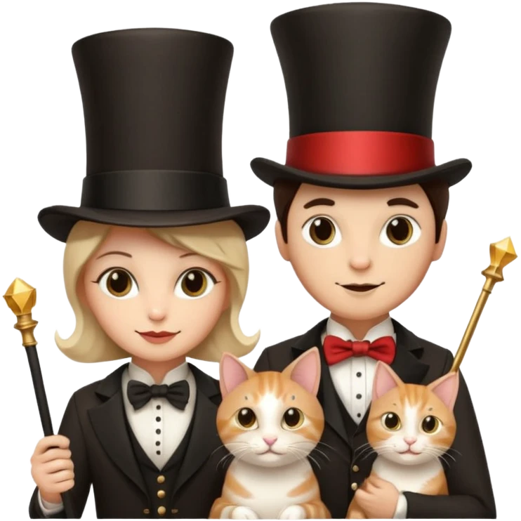 magician couple and their pet cat emoji