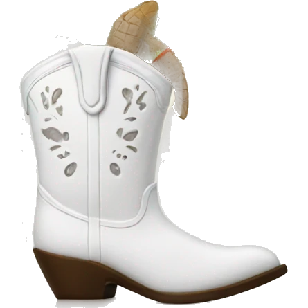 White cowgirl boot vase with palm tree  emoji