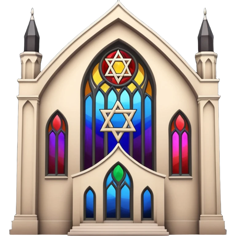 jewish synagogue temple in dark goth aesthetic style with lgbt flag color rose glass windows emoji