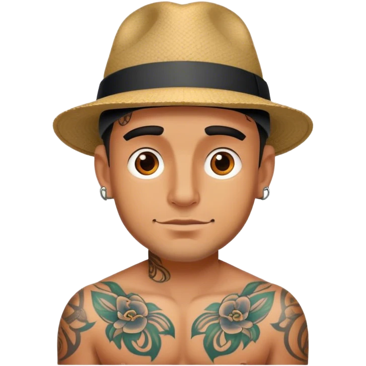 Tattooed gangster guy with hat emoji