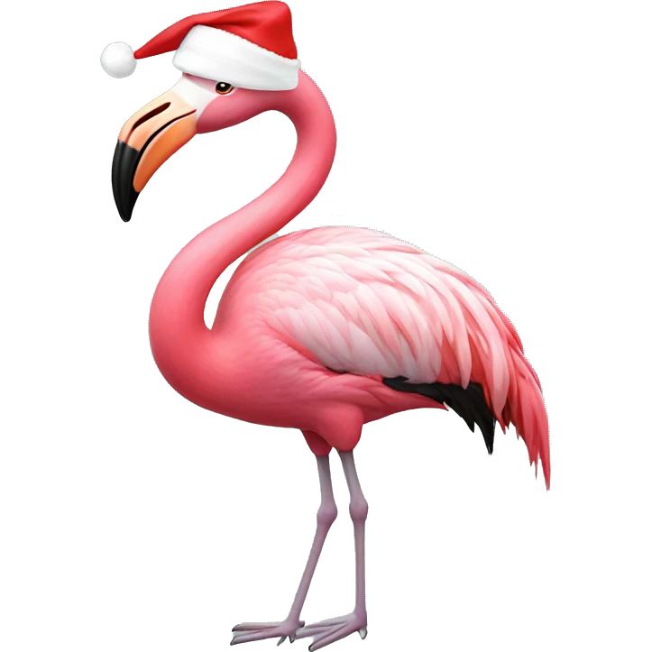 Flamingo wearing a santa hat emoji