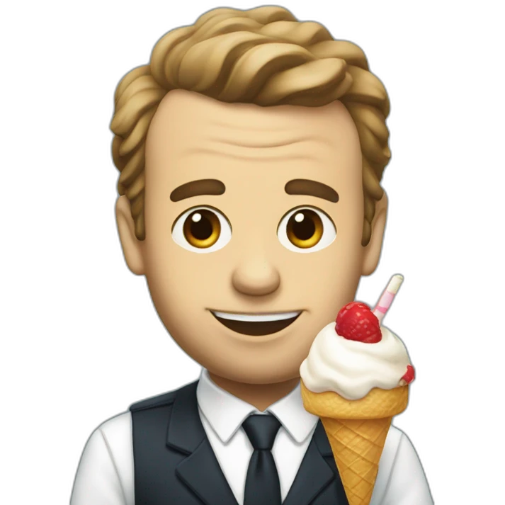 Macron with an ice cream emoji