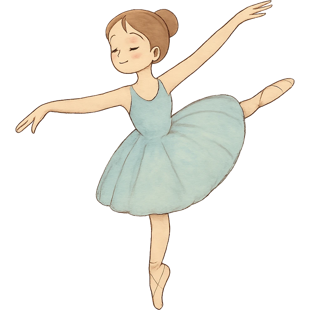 ghibli style ballerina girl performing ballet with soft colors, no background emoji