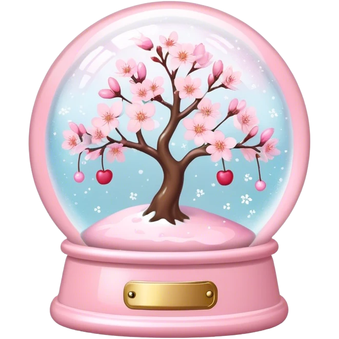 Pastel pink snow globe，Cherry blossom，romantic emoji