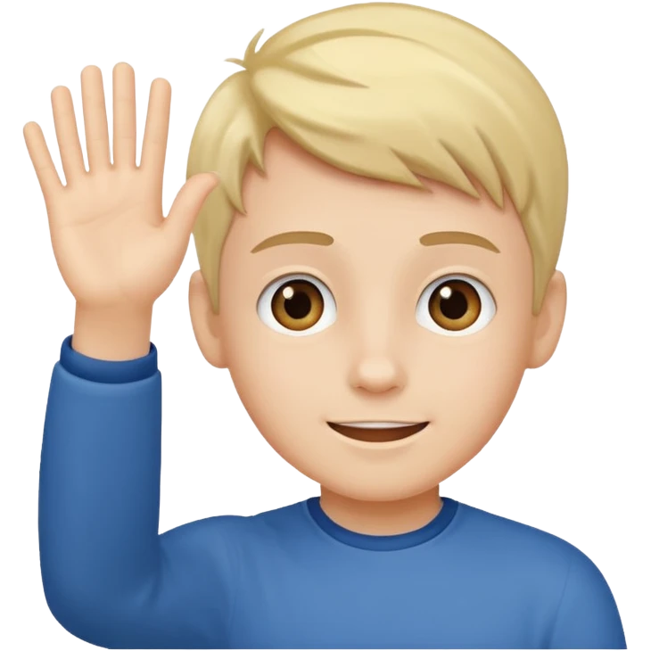 a boy waving and saying hi emoji