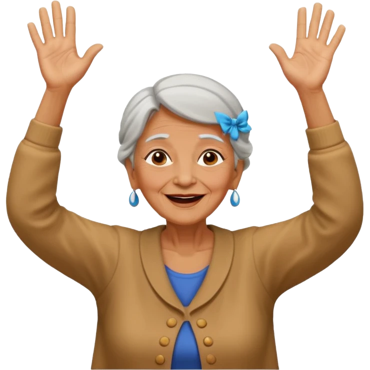 Old lady hands up raise the roof dancing  like she doesn’t care  emoji
