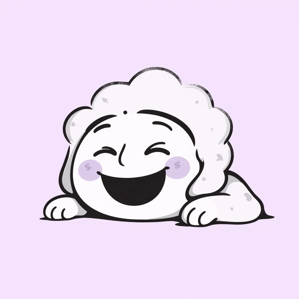 rolling on the floor laughing face emoji, chalk pastel doodle style, soft lilac tones, rough hand-drawn texture, looks like drawn on blackboard, emotional, aesthetic, for Telegram emoji