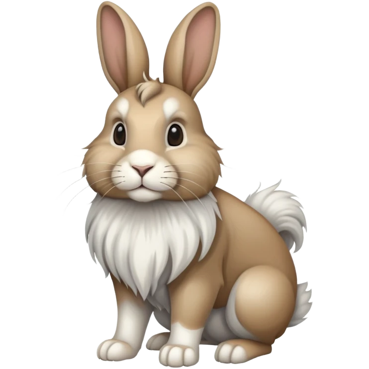 light-brown grey white lionhead rabbit full body emoji