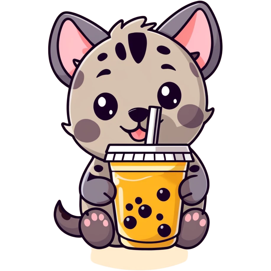 Hyena drinking bubble tea  emoji