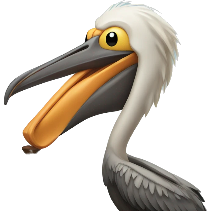 pelican with a moustache and a beard and a cane  emoji