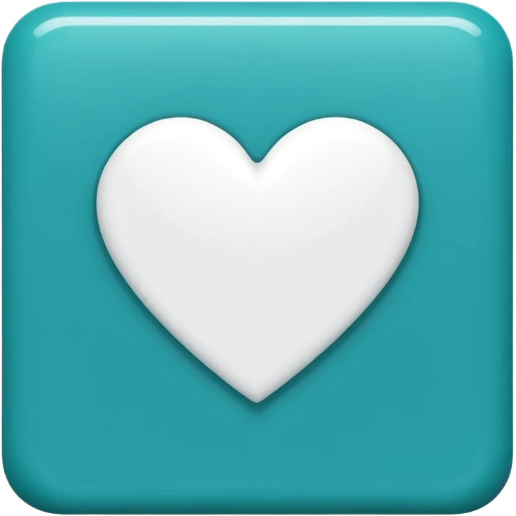 teal square with a white heart and a line at the bottom emoji