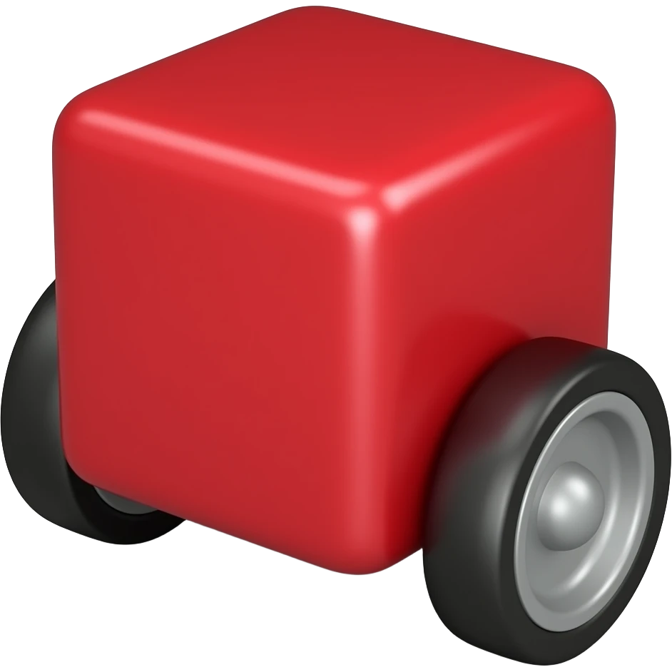 red cube on wheels emoji