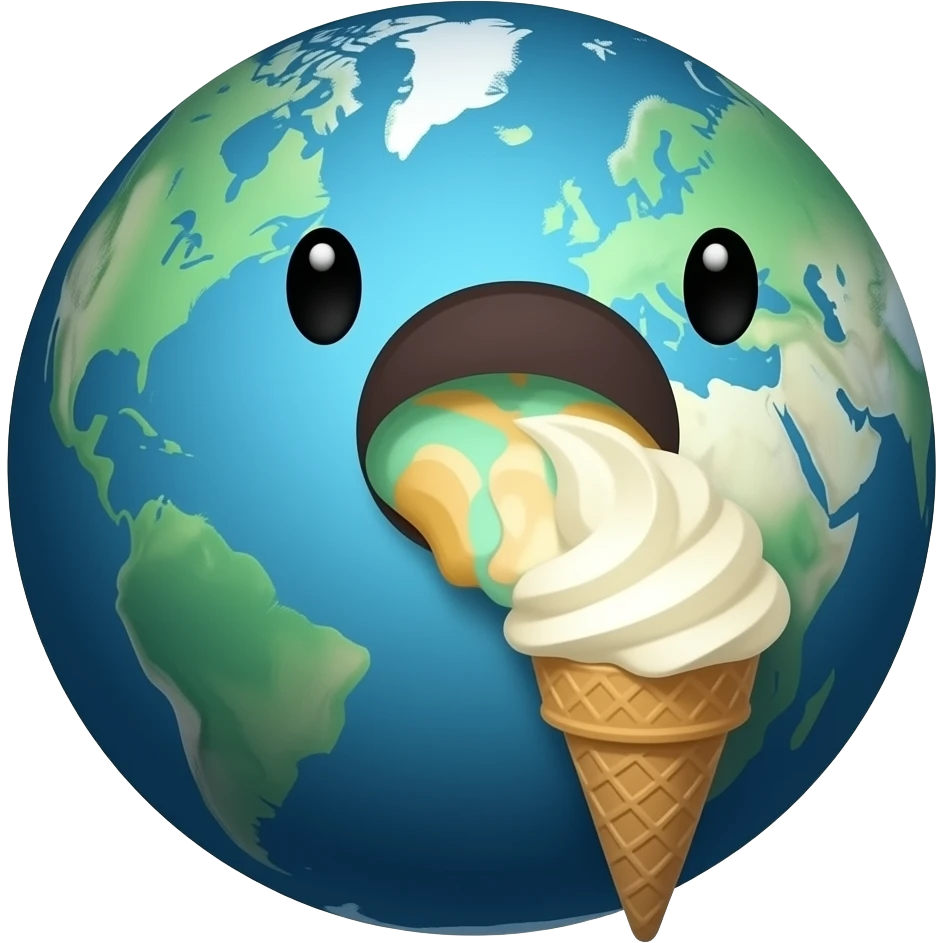 a planet eating ice cream emoji
