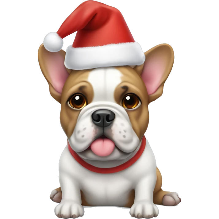 French bull dog wearing a Christmas hat  emoji