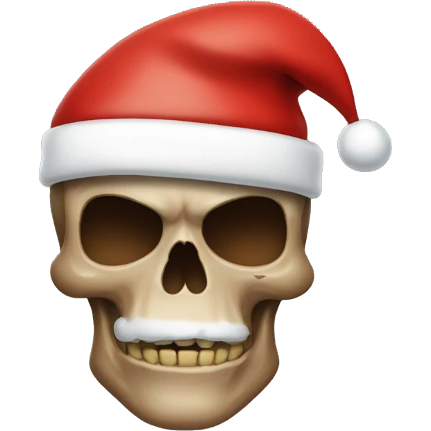 Brown skull with Santa hat emoji