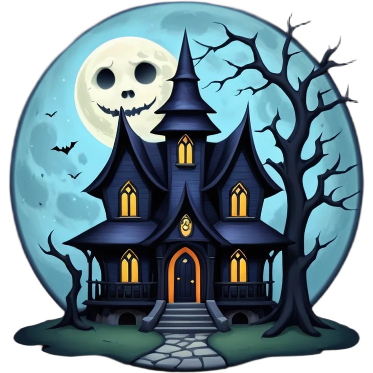 black witch house full moon emoji