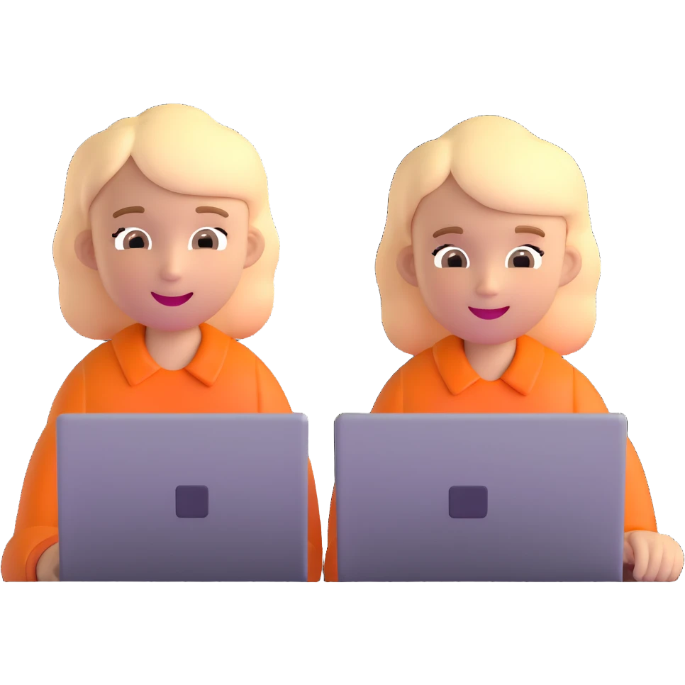 boy and girl on a video call, laptops with faces on screen, happy conversation emoji