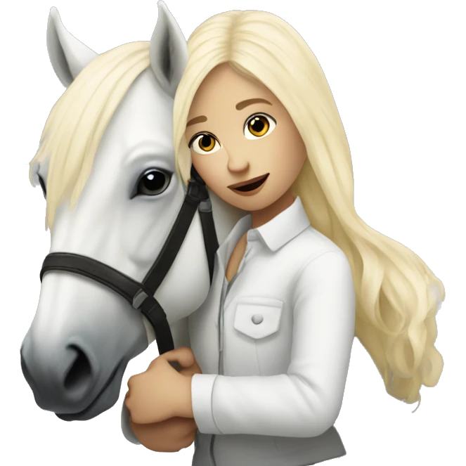 I want a blondie girl hugging a white horse emoji