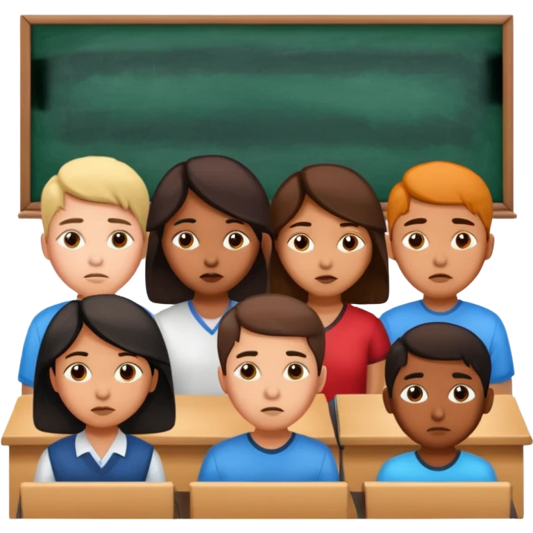 грустная группа студентов из разных стран: африканский, азиатский, индиец emoji